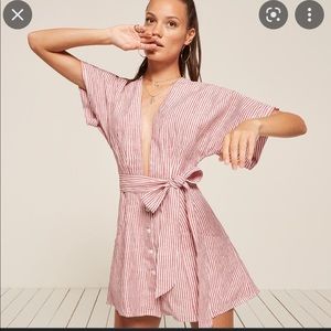Reformation Red and White Stripped dress